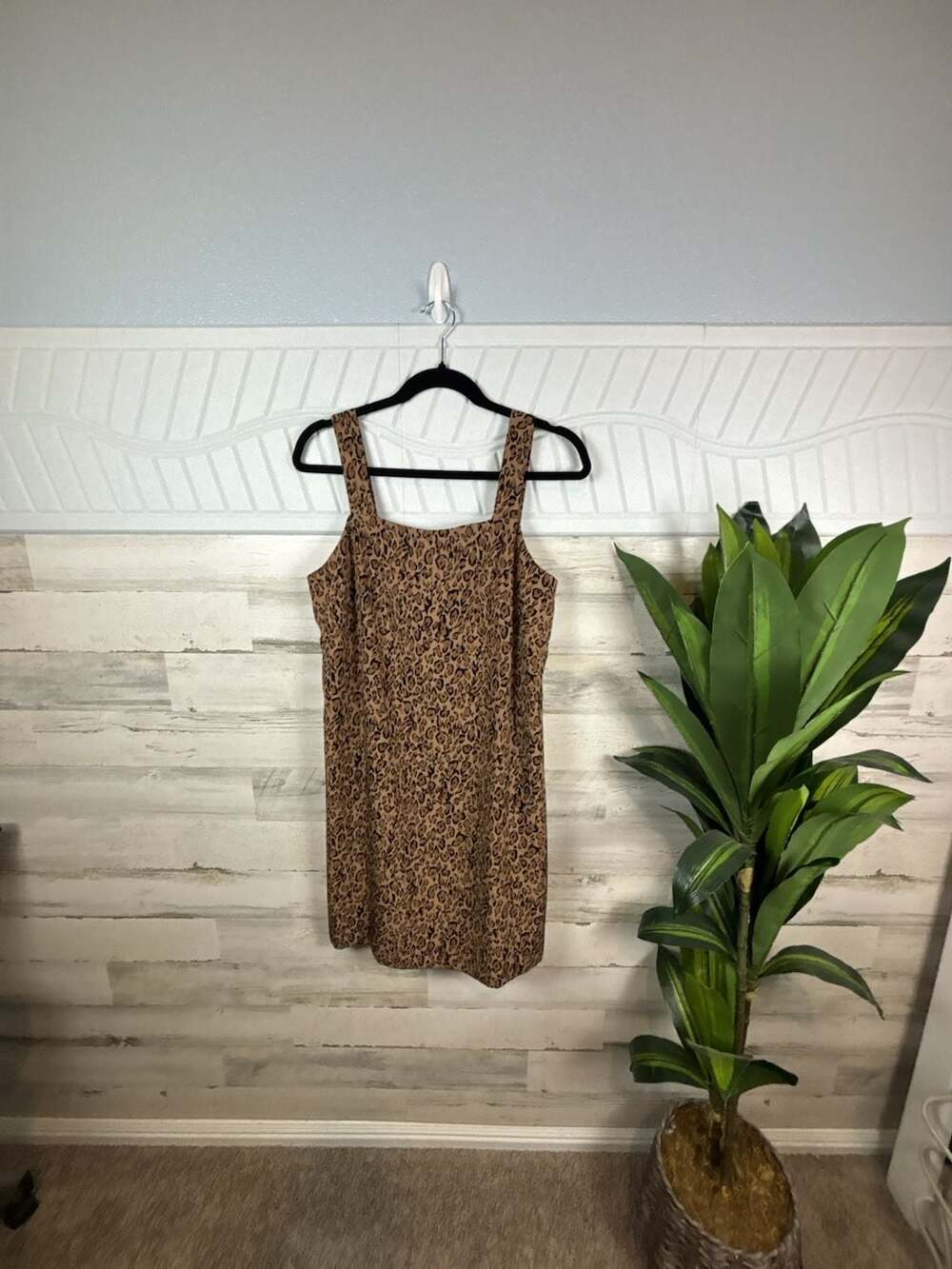 M.H.M. Melissa Harper Leopard Print Square Neck Mini Dress Size 8